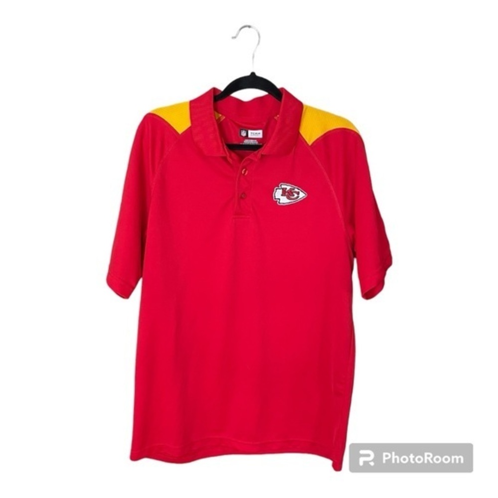 NFL Team Apparel Kansas City Chiefs Red and Yellow Polo Size Large Taylor Swift